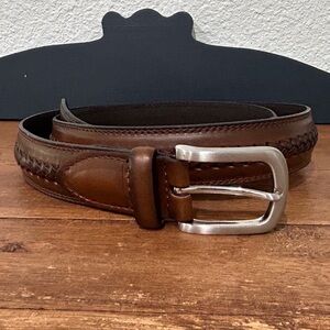 Brown Leather Center Braided Unbranded Belt